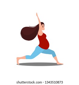 Yoga for pregnant woman vector flat illustration isolated on white background
