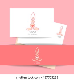 Yoga for pregnant women. Concept identity presentation for Yoga studio and classes for pregnant women. Vector graphic illustration.