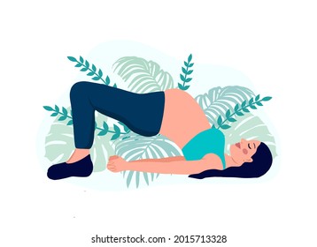 yoga pregnant women concept. Relax, meditation for the expectant mother. vector illustration
