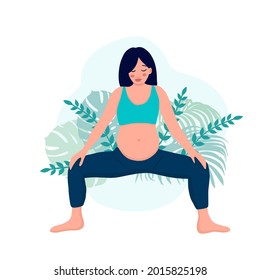 yoga pregnant women concept. Relax, meditation for the expectant mother. vector illustration
