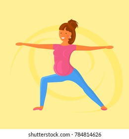Yoga for pregnant women in flat style. Character isolated on white background. Vector Illustration eps 10