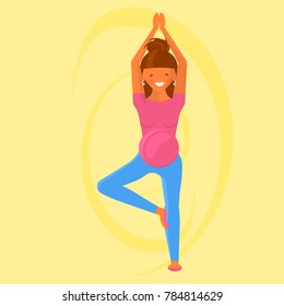 Yoga for pregnant women in flat style. Character isolated on white background. Vector Illustration eps 10