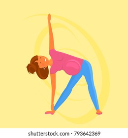 Yoga for pregnant women in flat style. Character isolated on white background. Vector Illustration eps 10