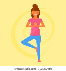 Yoga for pregnant women in flat style. Character isolated on white background. Vector Illustration eps 10
