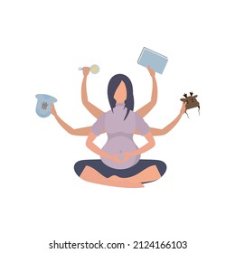 Yoga for pregnant women. Happy pregnancy. Isolated. Flat vector illustration.