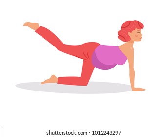 Yoga for pregnant women. Vector. Cartoon. Isolated art on white background. Flat