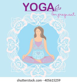 Yoga for pregnant women. Vector illustration. Mandala.