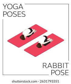 Yoga Rabbit Pose Isometric Vector Set