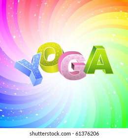 YOGA. Rainbow 3d illustration.