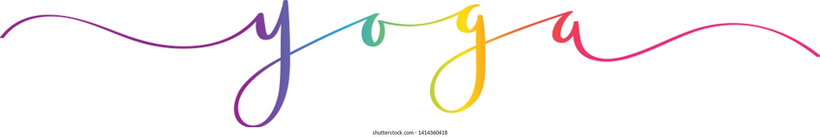 YOGA rainbow brush calligraphy banner with swashes