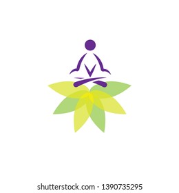 yoga, relax logo with leaf 