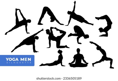 Yoga and relaxation men activity silhouette