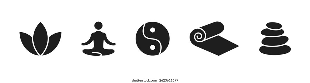 Yoga relaxation silhouette. Meditation logo. Vector.