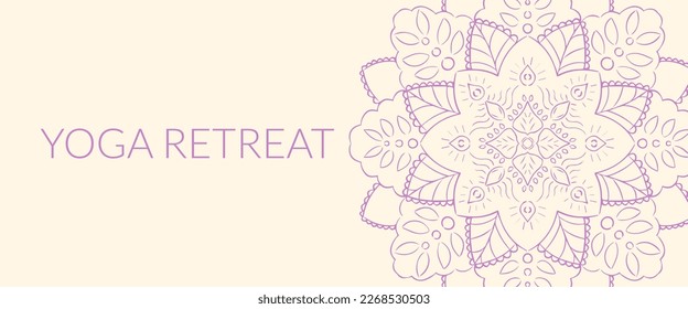 Yoga Retreat Banner Template with Mandala