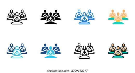 Conjunto de iconos de retiro de yoga colección de Vector de estilo múltiple. Trazo editable 
