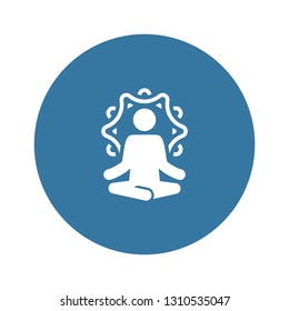 Yoga Retreat and Meditation Icon. Flat Design Yoga Poses with Mandala Ornament in Back. Isolated Illustration.