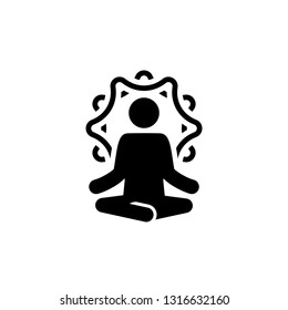 Yoga Retreat and Meditation Icon. Flat Design Yoga Poses with Mandala Ornament in Back. Isolated Illustration.