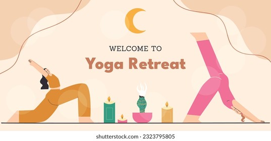 Yoga retreat, spiritual practice and meditation banner.