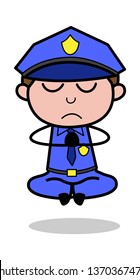 Yoga - Retro Cop Policeman Vector Illustration