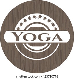 Yoga retro wooden emblem
