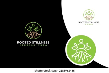 yoga rooted spa modern logo vector