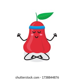 yoga rose apple fruit cute character mascot vector design