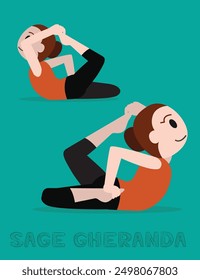 Yoga Sage Gheranda Gherandasana Cartoon Vector Illustration