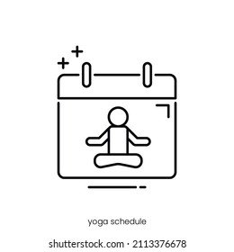 yoga schedule icon. Outline style icon design isolated on white background