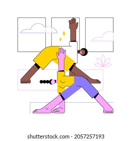 Yoga School Abstract Concept Vector Illustration. Yoga And Fitness Studio, Meditation Practice School, Certified Instructor, Class Level, Buy Subscription Online, Vipassana Abstract Metaphor.