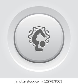 Yoga Scorpion Pose Icon. Flat Design Yoga Poses with Mandala Ornament in Back. Isolated Illustration.