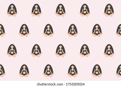 Yoga  seamless vector pattern. Meditation print.  Lotus position. 