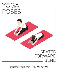 Yoga Seated Forward Bend Isometric Vector Set