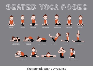 Yoga Seated Poses Vector Illustration