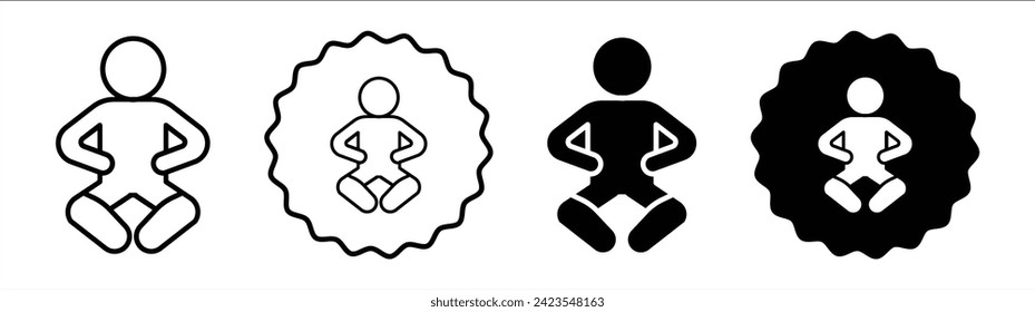 Yoga set in black and white color. Yoga simple flat icon vector