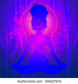 Yoga is a set of different spiritual, mental  physical practices beautiful card with Vector Card for design textile textures logos  is Raja Karma Jnana Bhakti Hatha 
