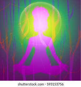 Yoga is a set of different spiritual, mental  physical practices beautiful card with Vector Card for design textile textures logos yoga