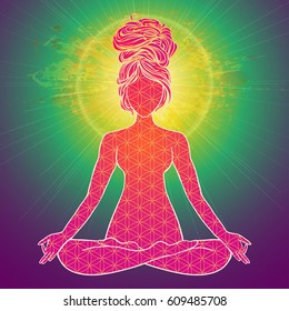 Yoga is a set of different spiritual, mental and physical practices beautiful card with Vector yoga. 