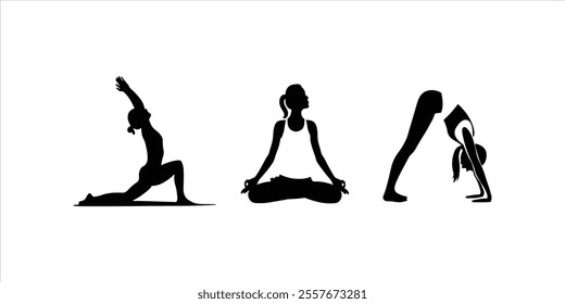 Yoga set illustration vector on white background.