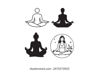 yoga set silhouette vector design.