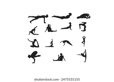 yoga set vector illustrations art