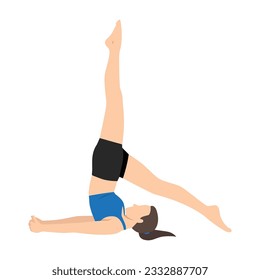  Yoga in shoulder stand pose  Flat vector illustration isolated on white background