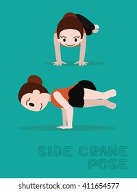Yoga Side Crane Pose Cartoon Vector Illustration