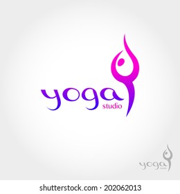 Yoga sign. The idea to design a yoga studio mark. Vector.