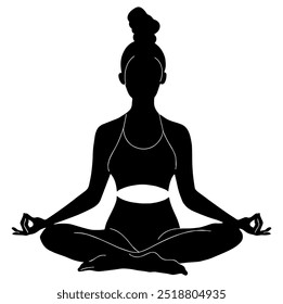 Yoga Silhouette. Flat Vector Illustration