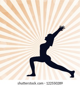 Yoga silhouette in High Lunge pose,Vector Eps 10