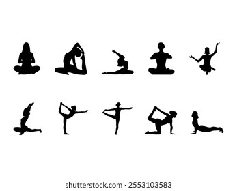 Yoga Silhouette Illustration Element Set 