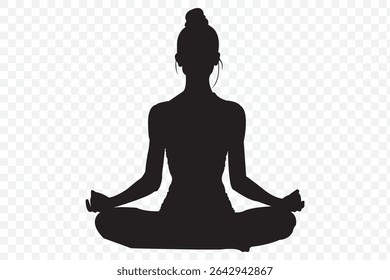 Yoga Silhouette Illustration . Woman yoga silhouettes . eps 10