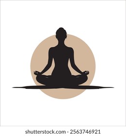 Yoga silhouette. Meditating woman in lotus position. Vector illustration.