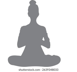 Yoga silhouette. Meditating woman in lotus position. Vector illustration.