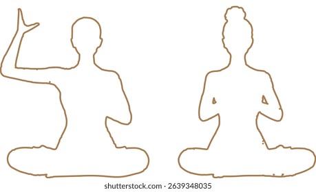 Yoga silhouette. Meditating woman in lotus position. Vector illustration.